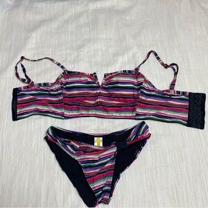 [Lole] Multicolor Striped Bikini Set